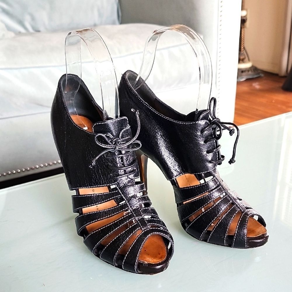 Giuseppe Zanotti Stivaletti Oxford Peep Toe Heels Size 36 US 6 Mob Wife‎ Luxe